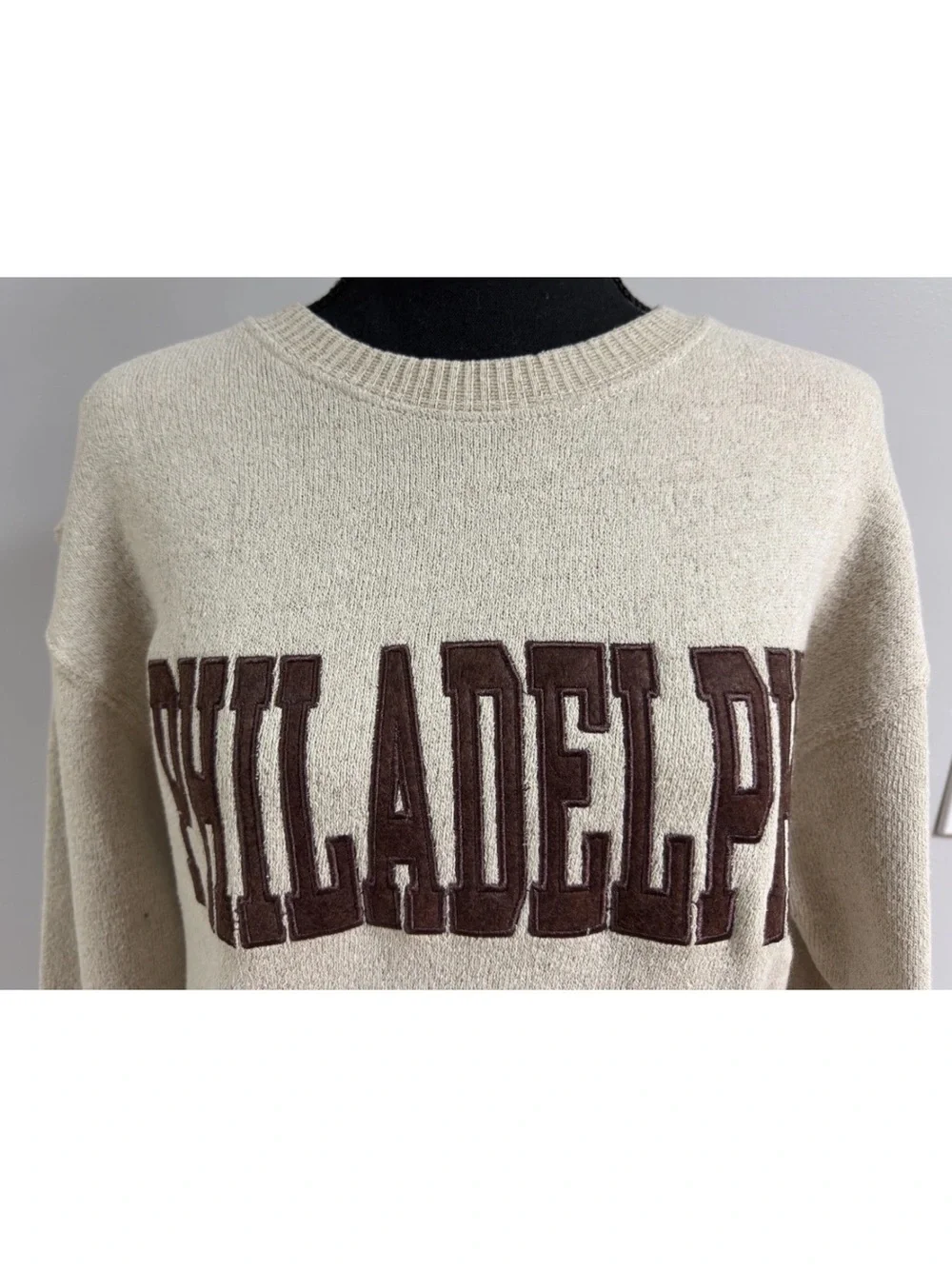 New York Popular Philadelphia Sweatshirt Woman Beige Crewneck Size S